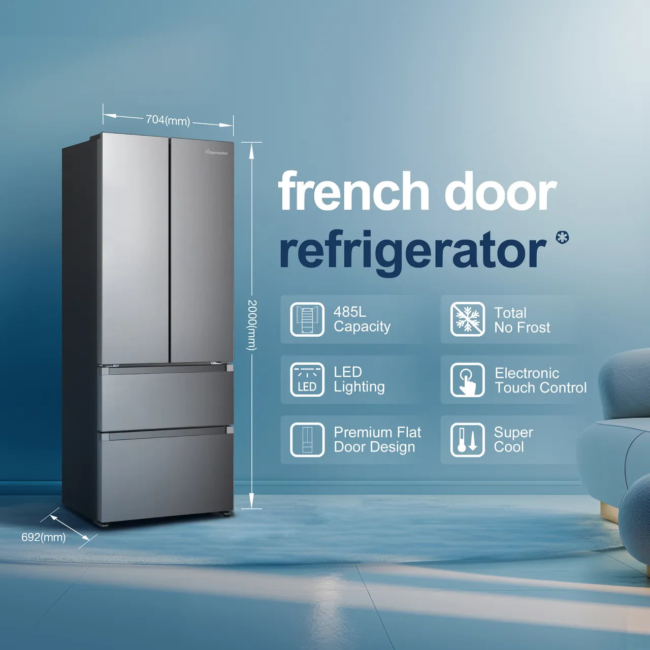 Fridgemaster MF70450ES Total No Frost Multi-door American Fridge Freezer - Silver - E Rated (EX-DISPLAY/C)