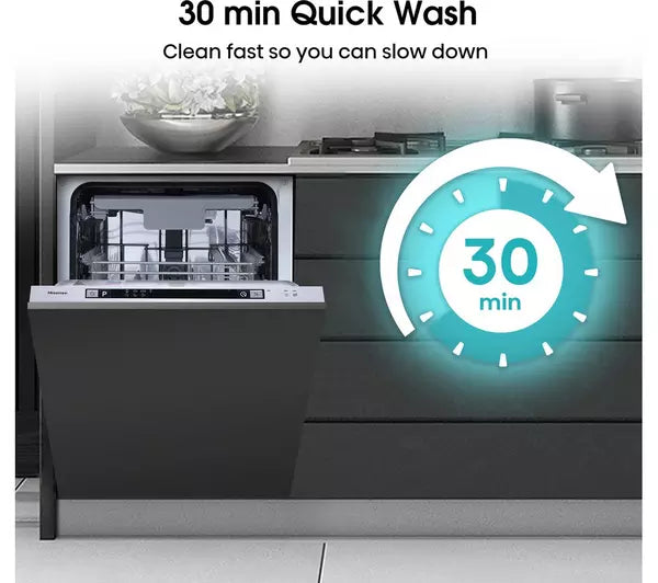 Hisense HV523E15UK Fully Integrated Slimline Dishwasher - Silver Control Panel (EX-DISPLAY/B)