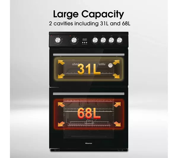 Hisense HDE3211BIBUK Electric Cooker with Induction Hob - Black - A Rated (EX-DISPLAY/C)