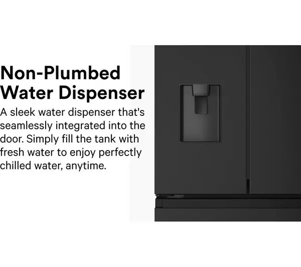 Hisense PureFlat RF632N4WFE Non-Plumbed Total No Frost American Fridge Freezer - Black (EX-DISPLAY/C)