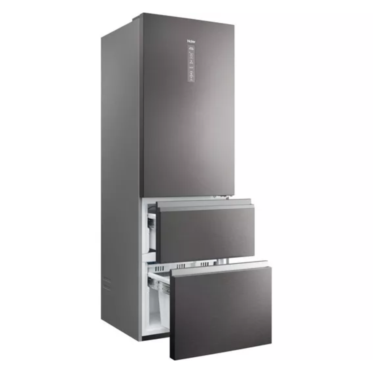 Haier 3D 60 Series 3 HTW5618ENMP Wifi Connected 185cm 60/40 Total No Frost Fridge Freezer - Platinum Inox - E Rated (EX-DISPLAY/B)