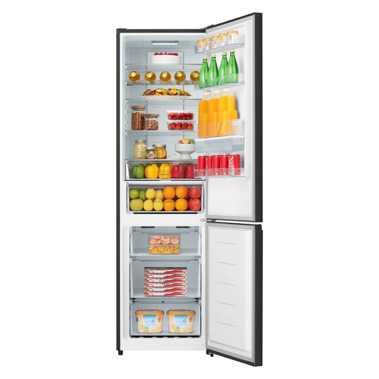 Hisense RB435N4WFE 200cm High 60/40 No Frost Fridge Freezer - Black / Stainless Steel - E Rated (EX-DISPLAY/C)