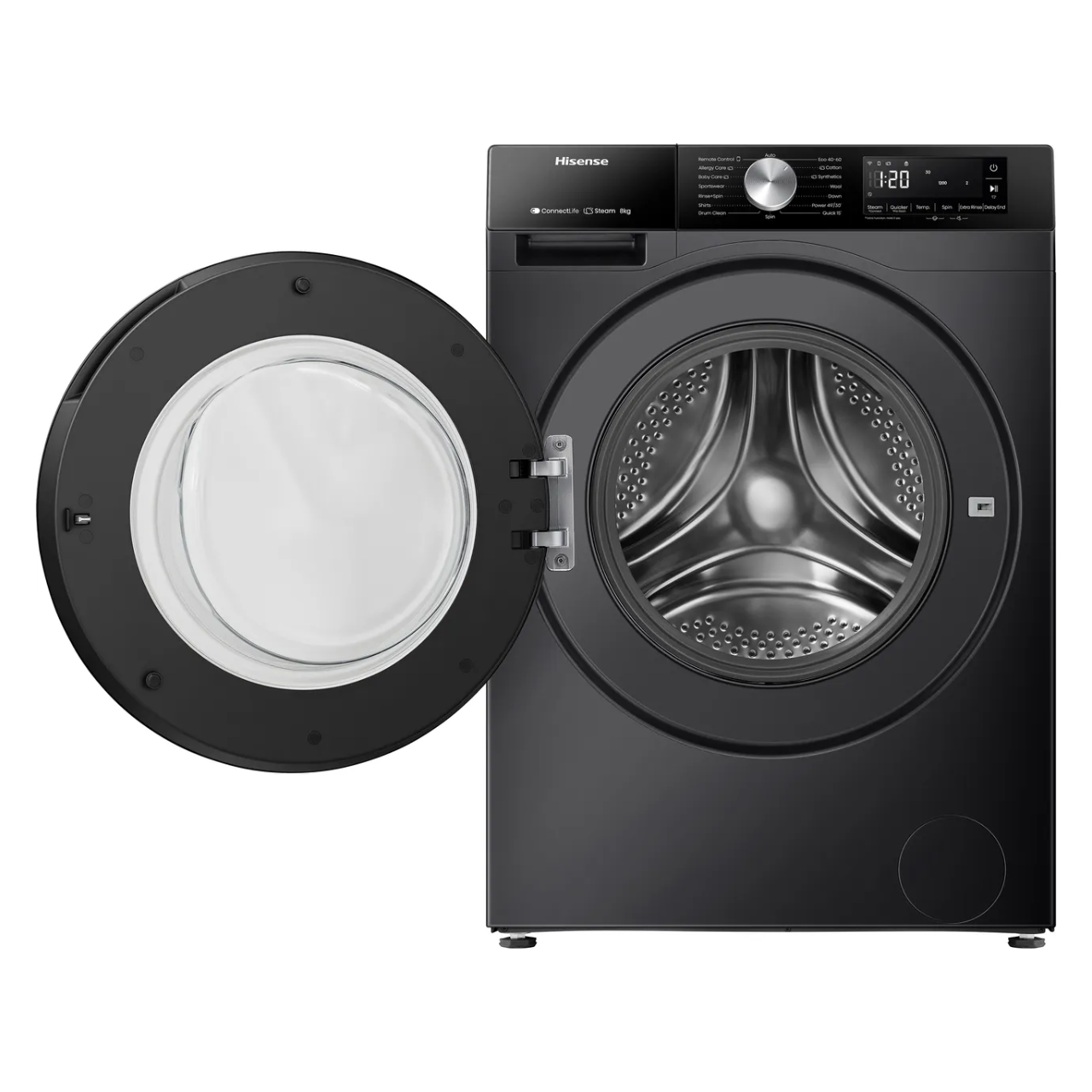 Hisense 3S Series WF3S8043BB3 8kg WiFi Connected Washing Machine with 1400 rpm - Black - A Rated (EX-DISPLAY/B)
