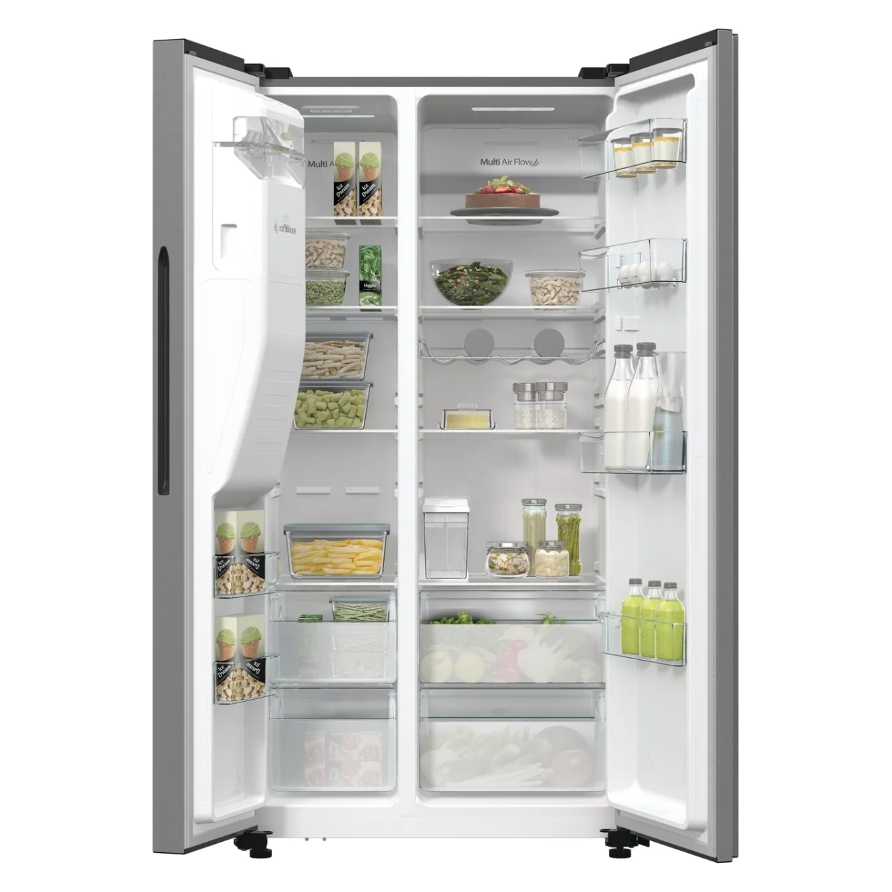 Hisense PureFlat RS5P535NTCDUK Non-Plumbed Total No Frost American Fridge Freezer - Stainless Steel - D Rated (EX-DISPLAY/B)