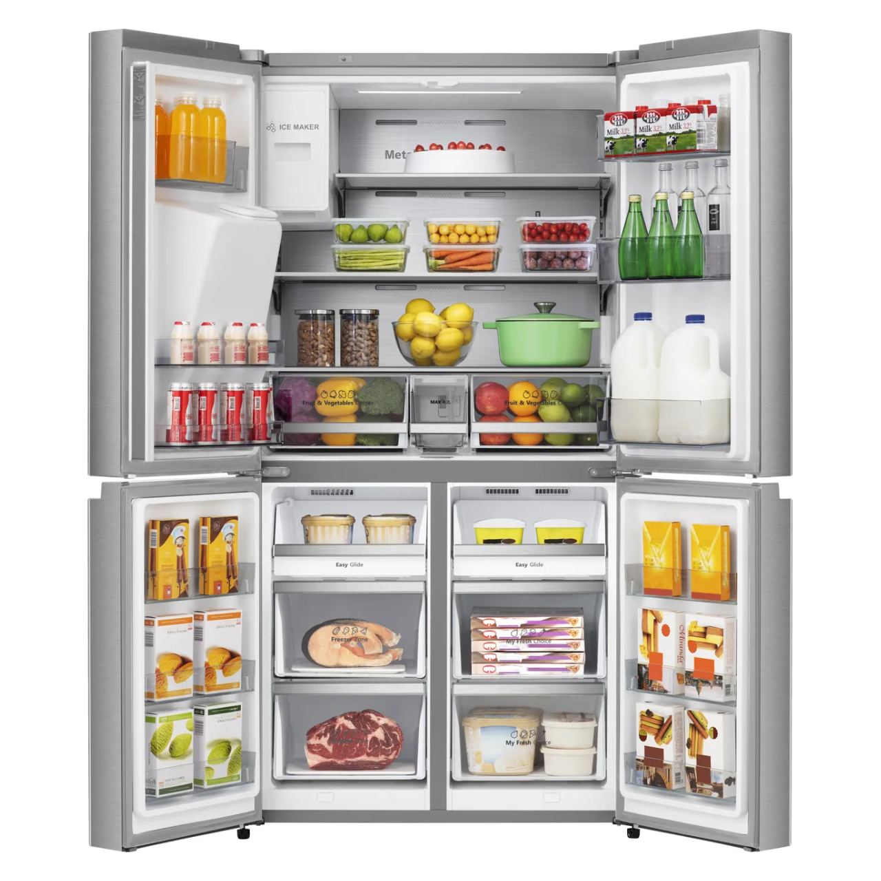 Hisense PureFlat Infinite RQ760N4SASE Wifi Connected Non-Plumbed Total No Frost American Fridge Freezer - Stainless Steel - E Rated (EX-DISPLAY/C)