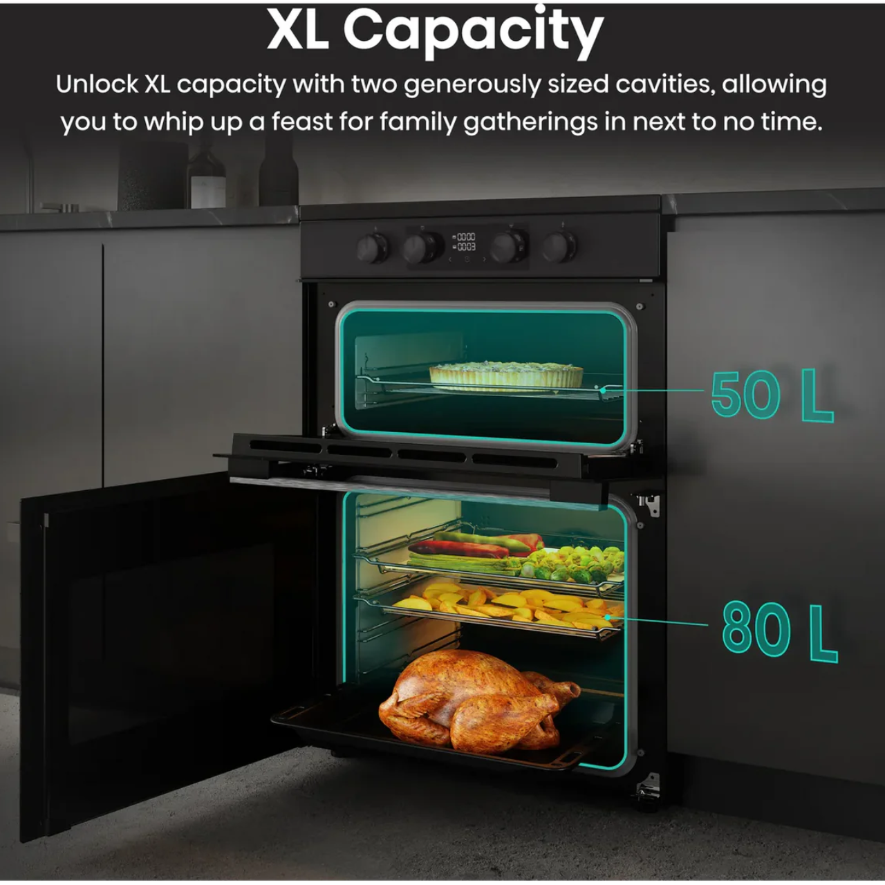 Hisense Hi6 Max HDCEIT6C20B 60cm Electric Cooker with Induction Hob - Jet Black - A Rated (EX-DISPLAY/B)