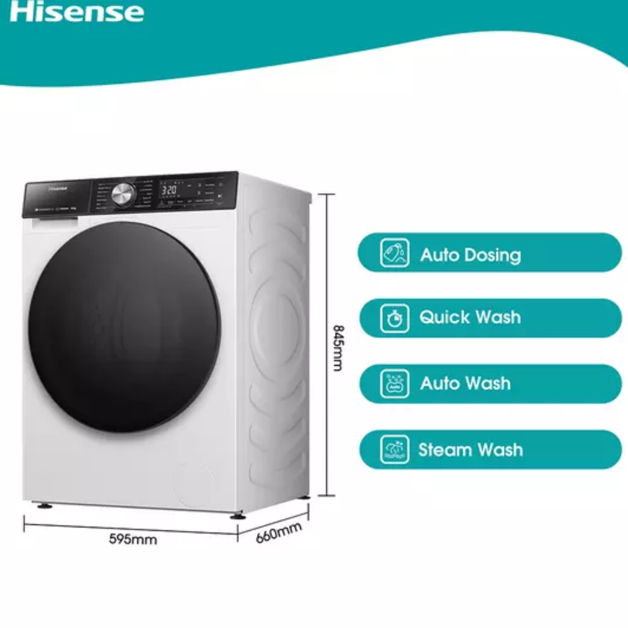 Hisense 5S Series WF5S1245BW 12kg Washing Machine with 1400 rpm - White - A Rated (EX-DISPLAY/B)