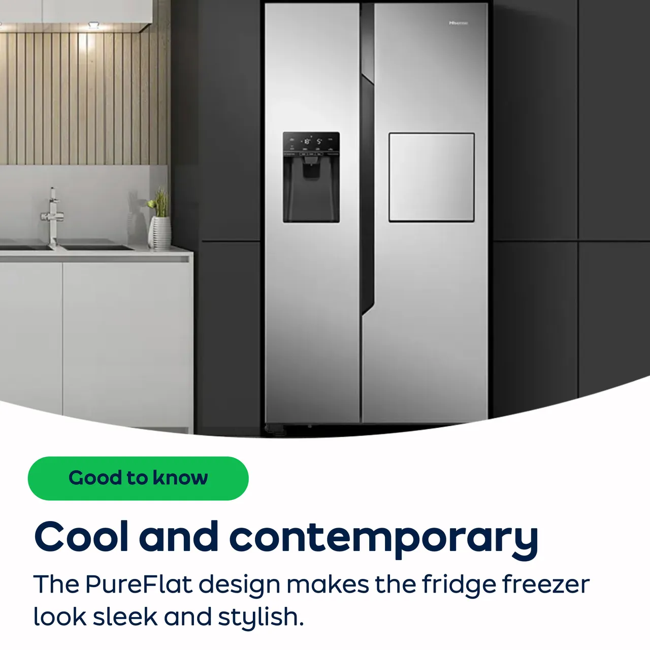 Hisense PureFlat RS5P535NTCDUK Non-Plumbed Total No Frost American Fridge Freezer - Stainless Steel - D Rated (EX-DISPLAY/B)