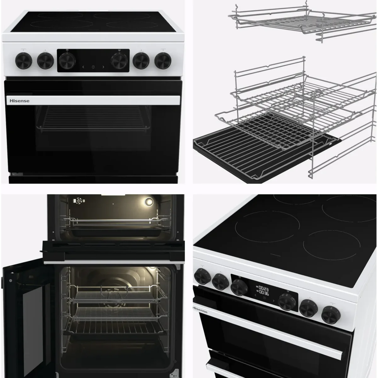 Hisense Hi6 Max HDCEC5C10W 50cm Electric Cooker with Ceramic Hob - White - A Rated (EX-DISPLAY/C)