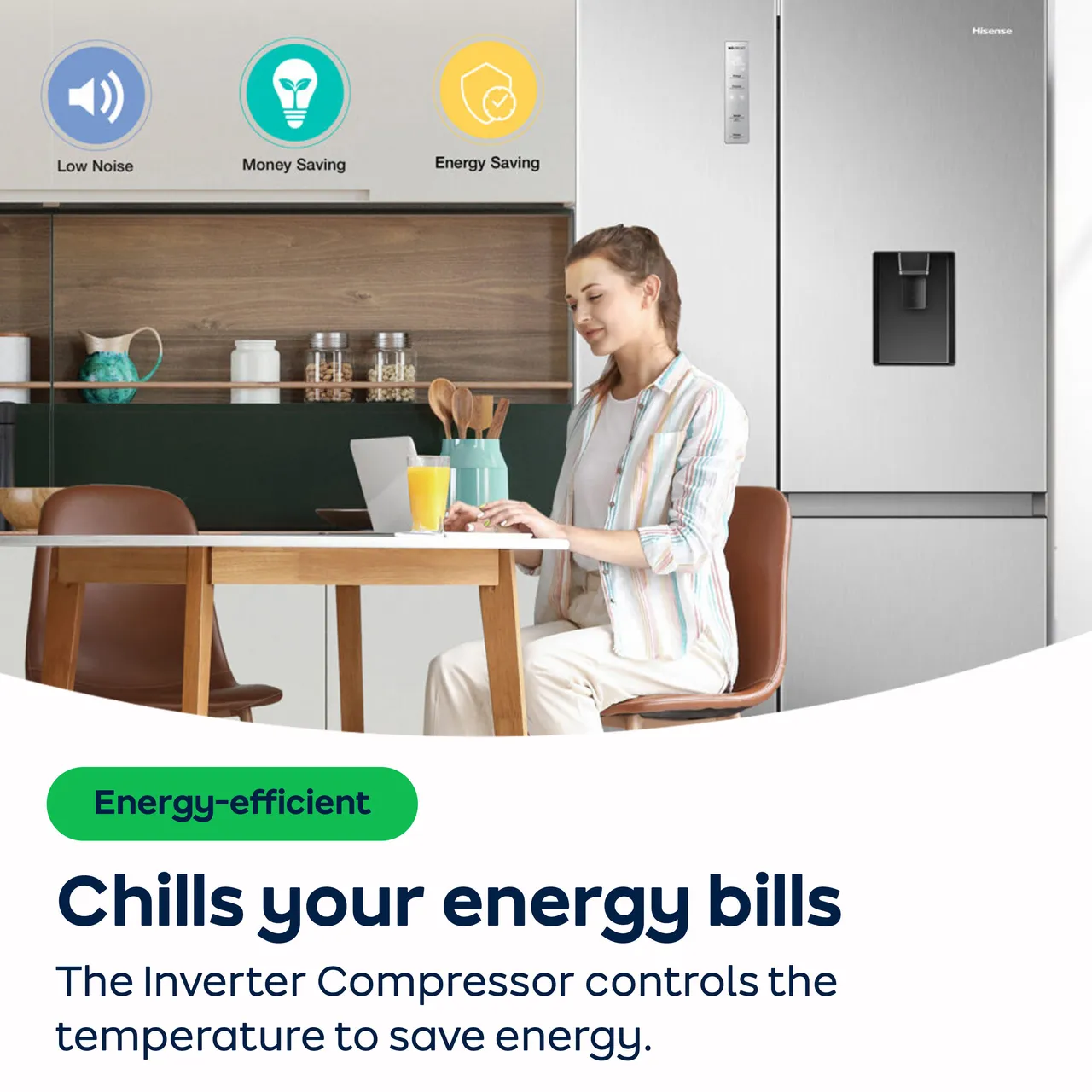 Hisense RS694N4BCE Plumbed Total No Frost American Fridge Freezer - Stainless Steel - E Rated (EX-DISPLAY/C)