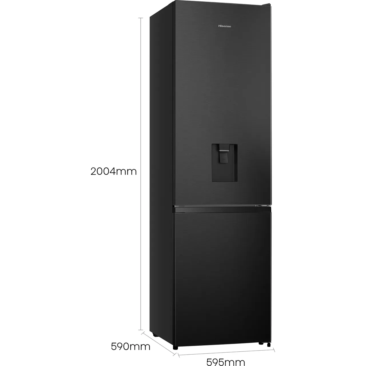 Hisense RB435N4WFE 200cm High 60/40 No Frost Fridge Freezer - Black / Stainless Steel - E Rated (EX-DISPLAY/C)