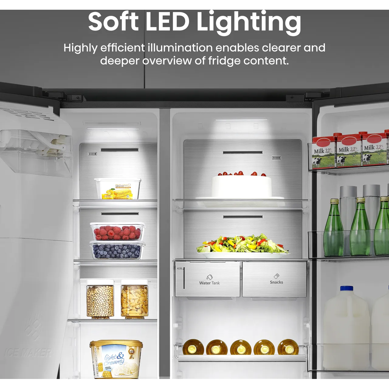 Hisense PureFlat RS818N4TFC Wifi Connected Non-Plumbed Frost Free American Fridge Freezer - Black Stainless Steel - C Rated (EX-DISPLAY/B)