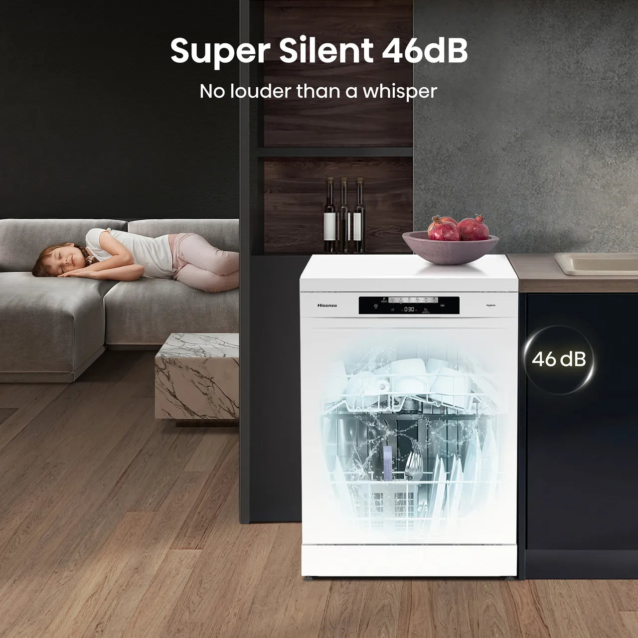 Hisense HS642D90WUK Standard Dishwasher - White (EX-DISPLAY/C)