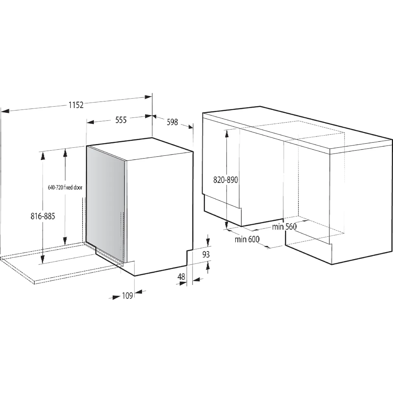Hisense HV643D90UK Fully Integrated Standard Dishwasher - Stainless Steel Control Panel (EX-DISPLAY/C)