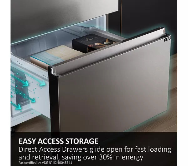 Haier FD 70 Series 5 HFR5719ENMP Frost Free Multi-door American Fridge Freezer - Platinum Inox (EX-DISPLAY/B)