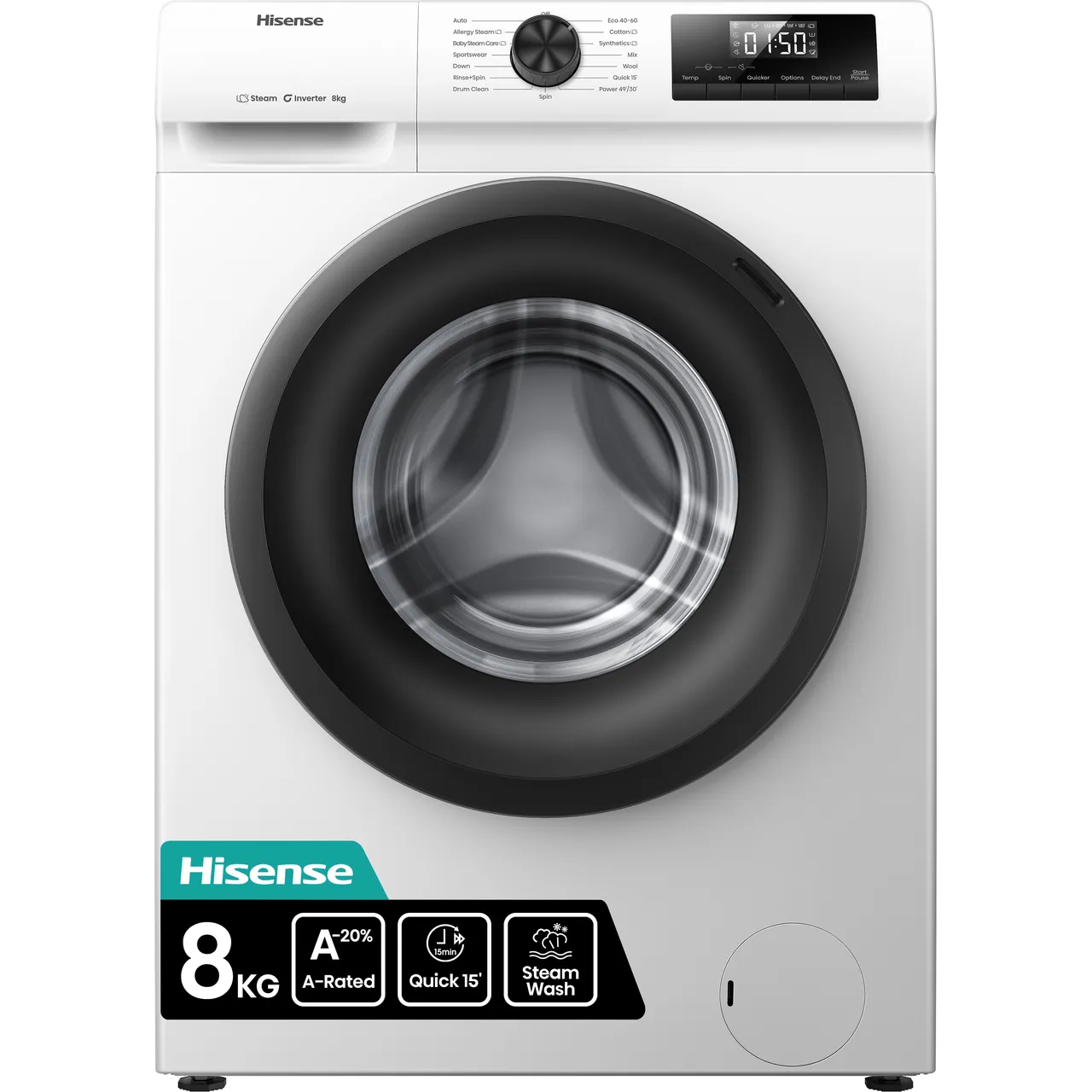 Hisense 1Q Series WF1Q8041BW 8kg Washing Machine with 1400 rpm - White - A Rated