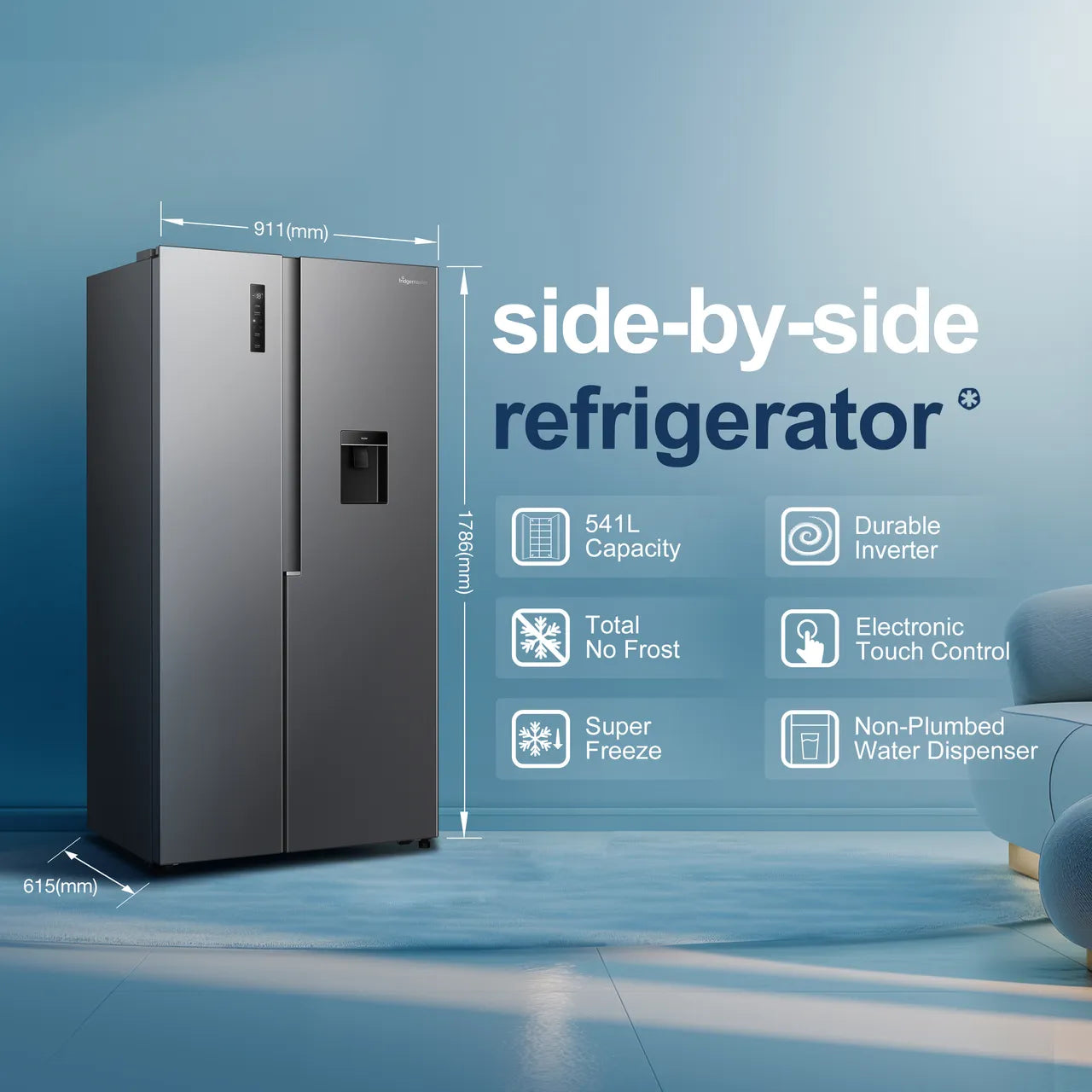 Fridgemaster MS91558DES Total No Frost American Fridge Freezer - Silver (EX-DISPLAY/C)