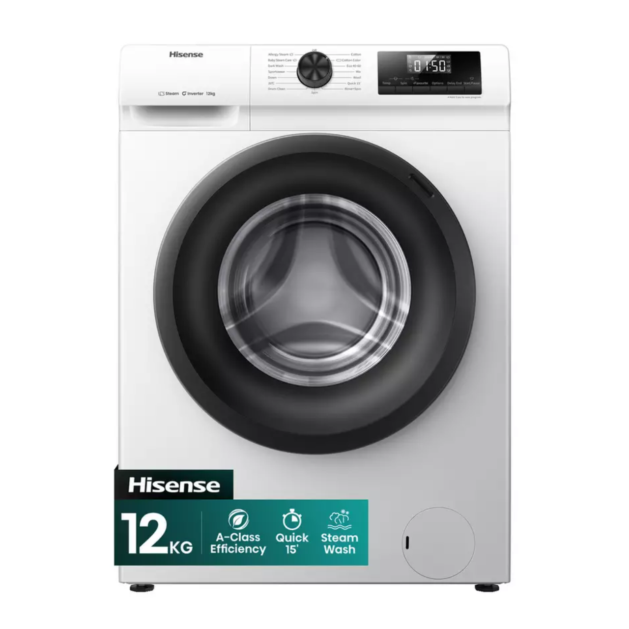 Hisense WFQE1214EVJM 12kg 1400 Spin Washing Machine - White - A Rated (EX-DISPLAY/B)