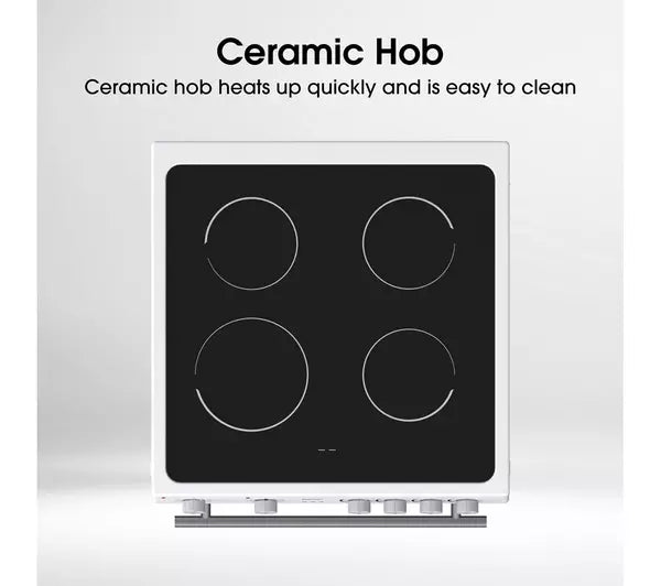Hisense HDE3211BWUK 60cm Electric Cooker with Ceramic Hob - White - A+/A Rated (EX-DISPLAY/C)