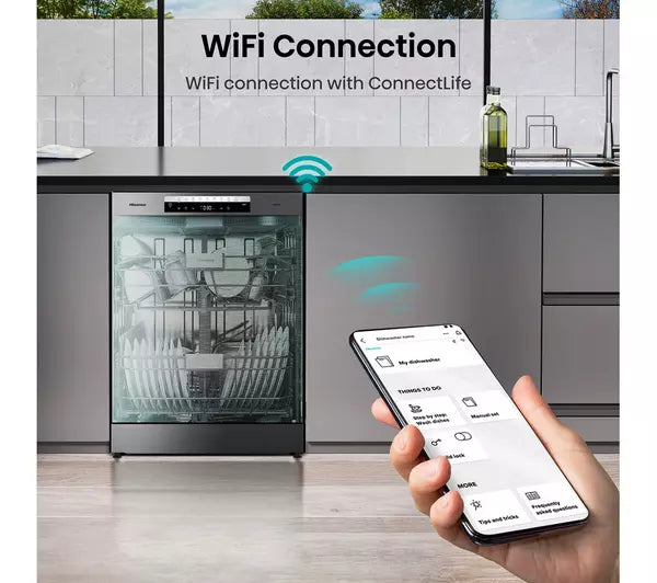 HISENSE HS673C60XUK Full-size WiFi-enabled Dishwasher - Stainless Steel (EX-DISPLAY/C)