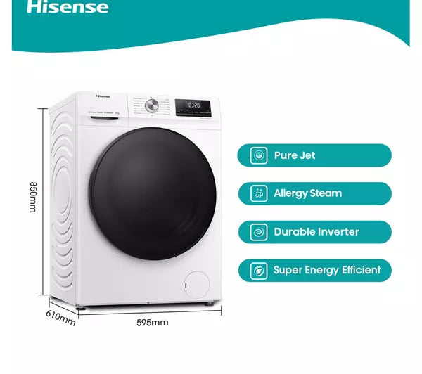 Hisense 3 Series WFQA1014EVJM 10kg Washing Machine with 1400 rpm - White (EX-DISPLAY/B)