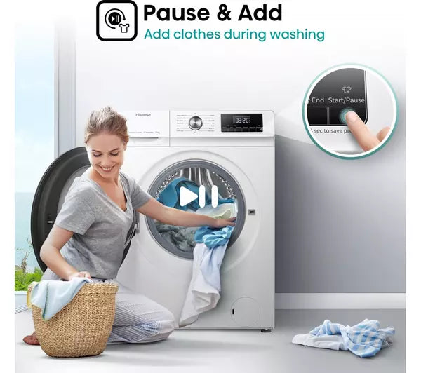 Hisense 3 Series WFQA1014EVJM 10kg Washing Machine with 1400 rpm - White (EX-DISPLAY/C)