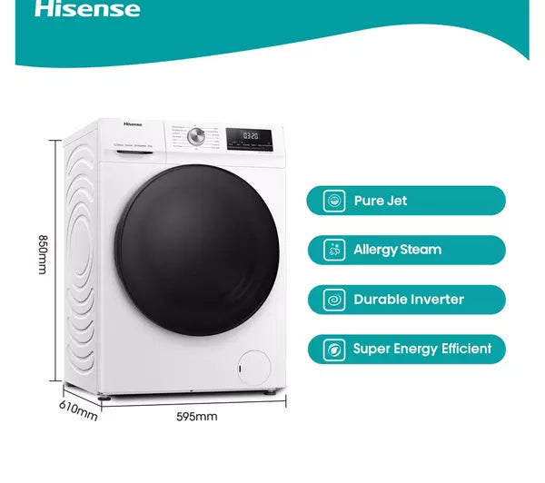 Hisense 3 Series WFQA9014EVJM 9kg Washing Machine with 1400 rpm - White - A Rated (EX-DISPLAY/C)