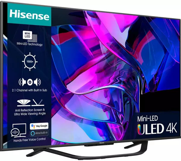 HISENSE 55U7KQTUK 55" Smart 4K Ultra HD HDR Mini-LED TV