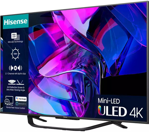 HISENSE 55U7KQTUK 55" Smart 4K Ultra HD HDR Mini-LED TV