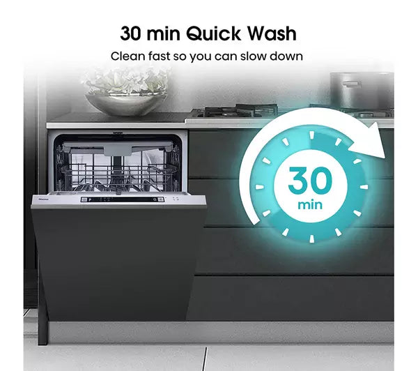 Hisense HV623D15UK Fully Integrated Standard Dishwasher - Silver Control Panel (EX-DISPLAY/A)