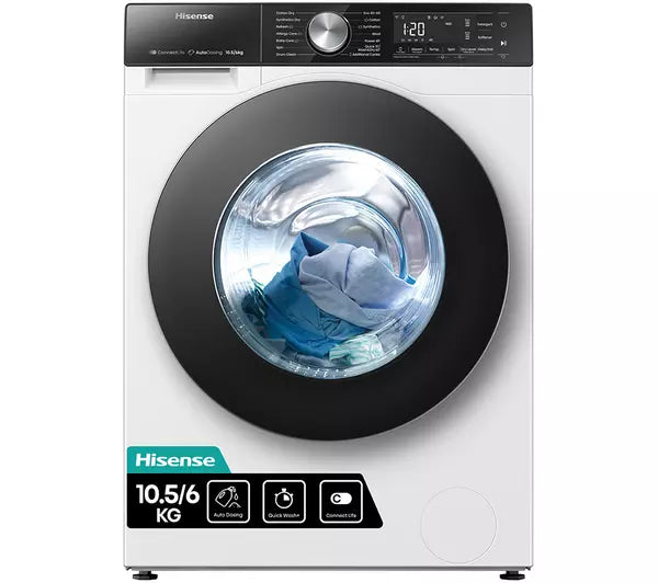 Hisense 5S Series WD5S1045BW Wifi Connected 10Kg / 6Kg Washer Dryer with 1400 rpm - White (EX-DISPLAY/A)