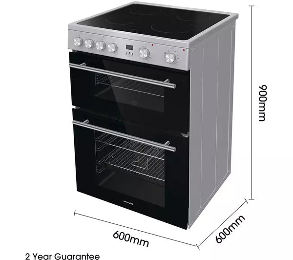 HISENSE HDE3211BXUK 60 cm Electric Ceramic Cooker - Black & Stainless Steel (EX-DISPLAY/B)