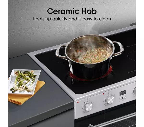 HISENSE HDE3211BXUK 60 cm Electric Ceramic Cooker - Black & Stainless Steel (EX-DISPLAY/B)