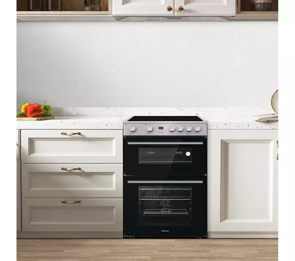 HISENSE HDE3211BXUK 60 cm Electric Ceramic Cooker - Black & Stainless Steel (EX-DISPLAY/B)