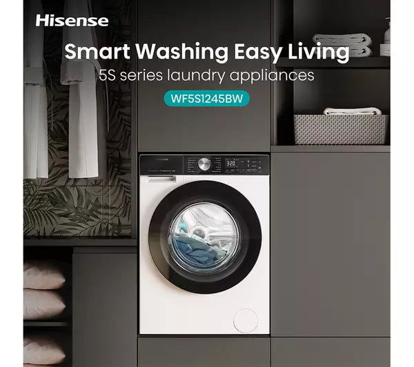 Hisense 5S Series WF5S1245BW 12kg Washing Machine with 1400 rpm - White - A Rated (EX-DISPLAY/B)