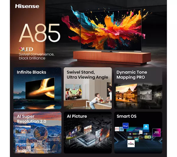 HISENSE 65A85KTUK 65" Smart 4K Ultra HD HDR OLED TV