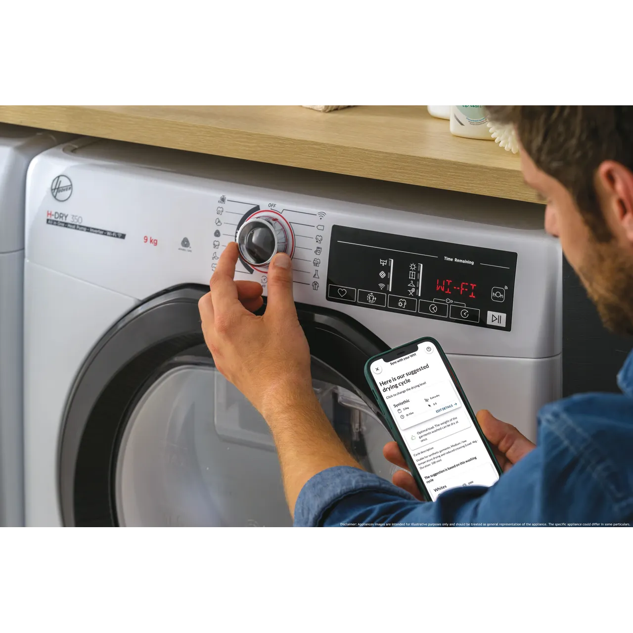 Hoover H-DRY 350 HRE H9N2TBE-80 Wifi Connected 9Kg Heat Pump Tumble Dryer - White - A++ Rated (EX-DISPLAY/C)