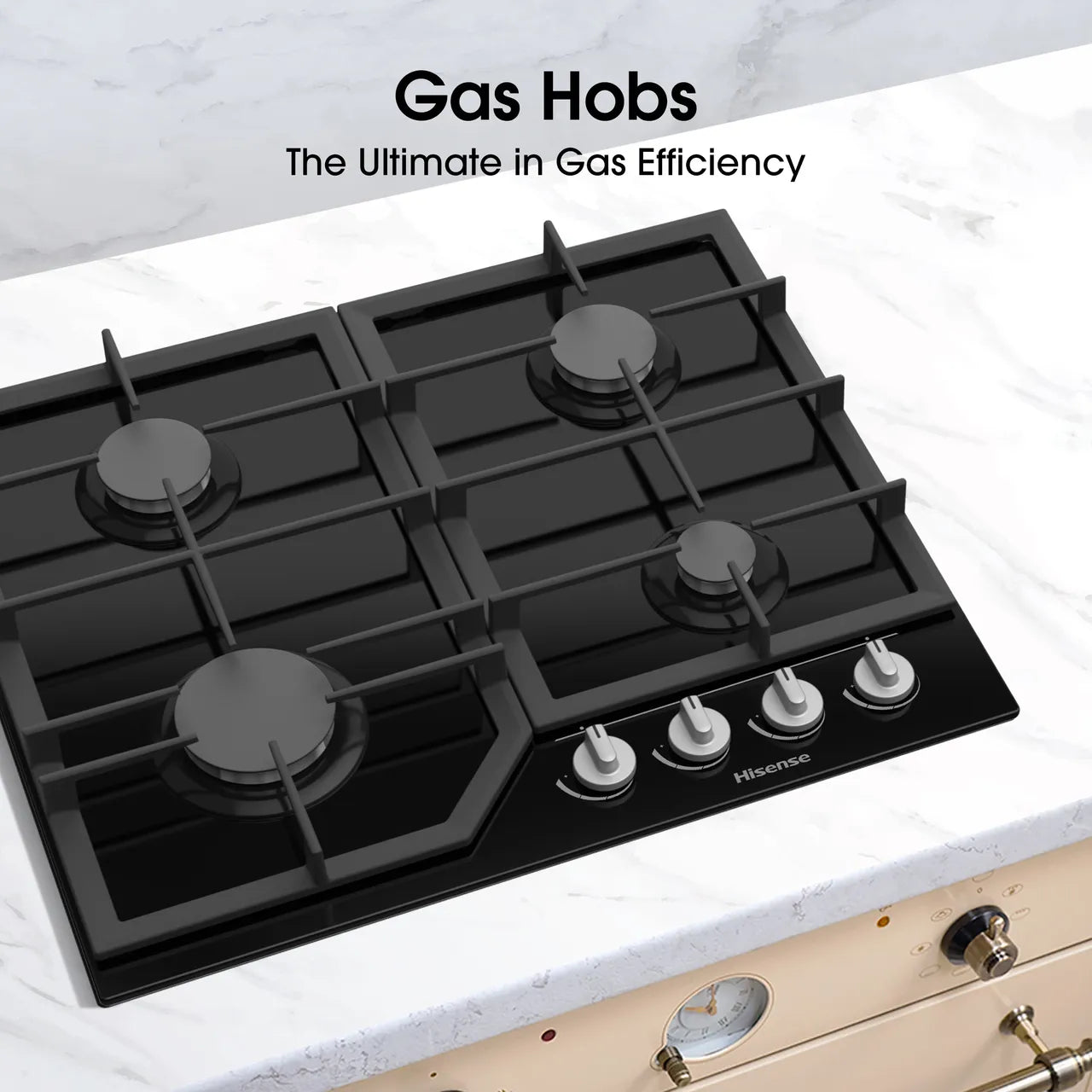Hisense GG643B 60cm Gas Hob - Black