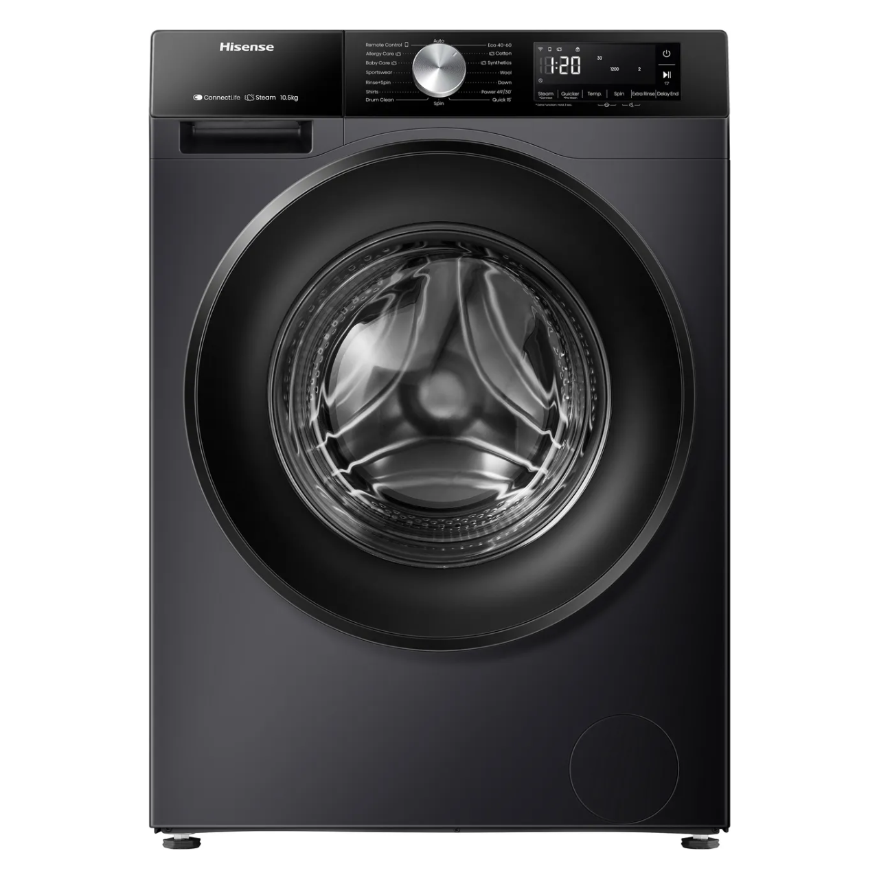 Hisense 3S Series WF3S1043BB3 10.5kg WiFi Connected Washing Machine with 1400 rpm - Black - A Rated (EX-DISPLAY/C)