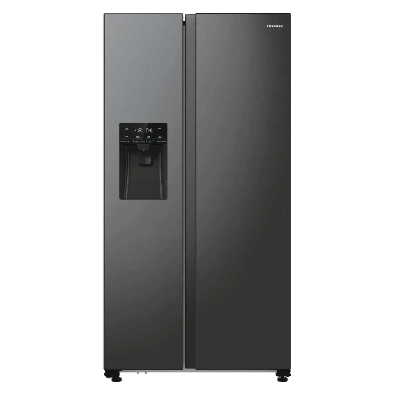 Hisense PureFlat RS5P535NTFDUK Non-Plumbed Total No Frost American Fridge Freezer - Black Stainless Steel - D Rated (EX-DISPLAY/B)