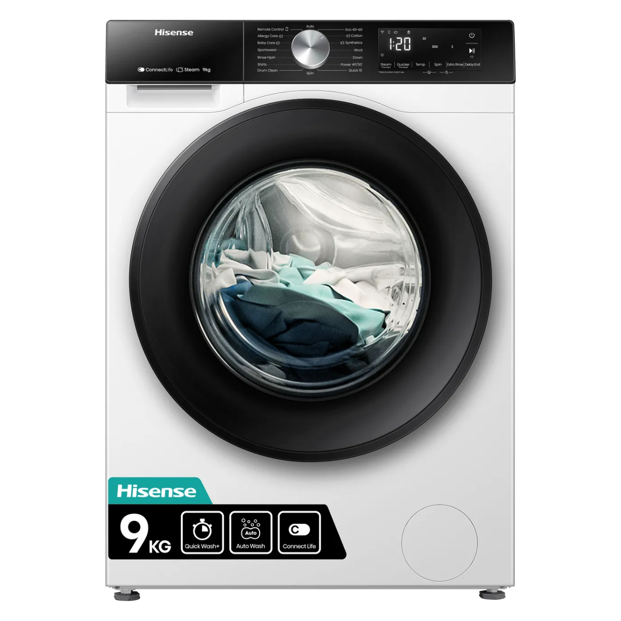 Hisense 3S Series WF3S9043BW3 9kg WiFi Connected Washing Machine with 1400 rpm - White - A Rated (EX-DISPLAY/B)