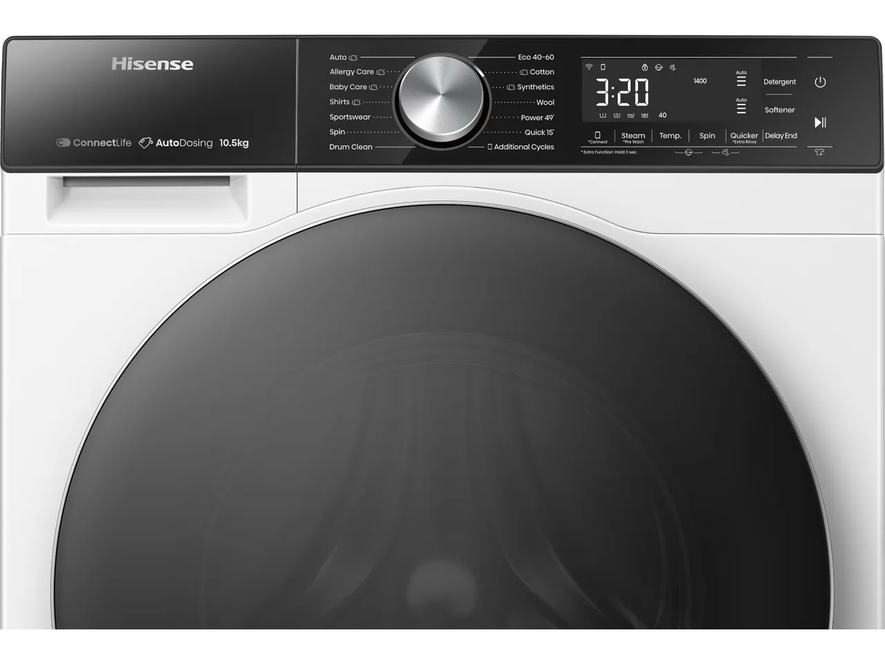 Hisense 5S Series WF5S1045BW 10.5kg WiFi Connected Washing Machine with 1400 rpm - White - A Rated (EX-DISPLAY/C)