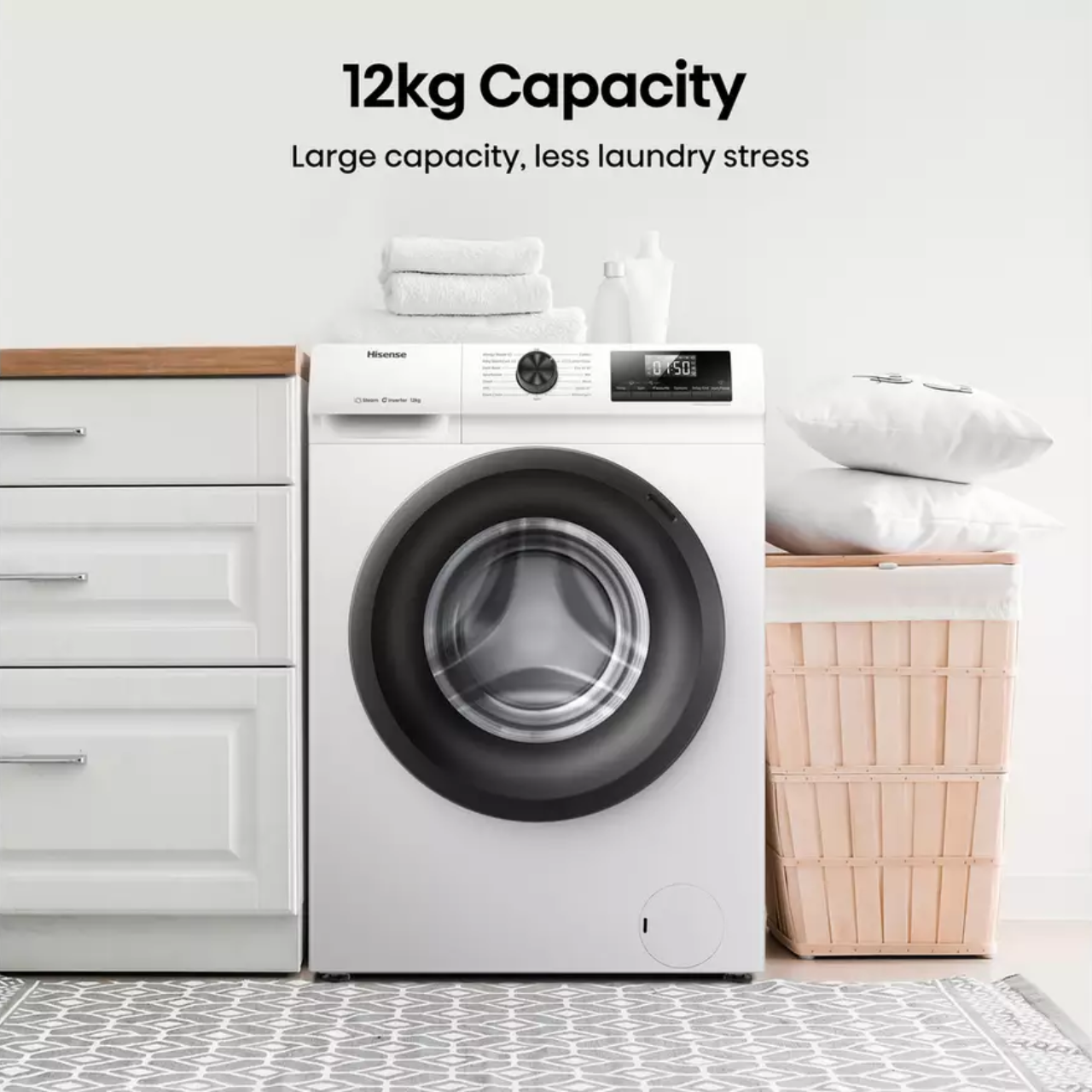 Hisense WFQE1214EVJM 12kg 1400 Spin Washing Machine - White - A Rated (EX-DISPLAY/B)