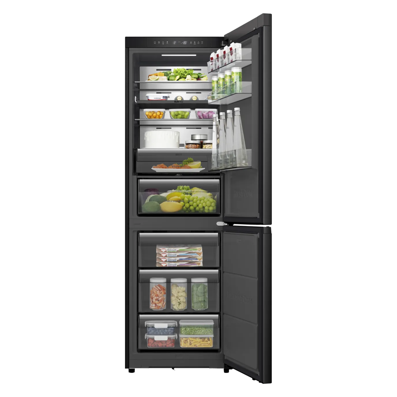 Hisense KitchenFit Eclipse Series RB5K330GSFC 186cm 60/40 No Frost Fridge Freezer - Black / Stainless Steel - C Rated (EX-DISPLAY/A)