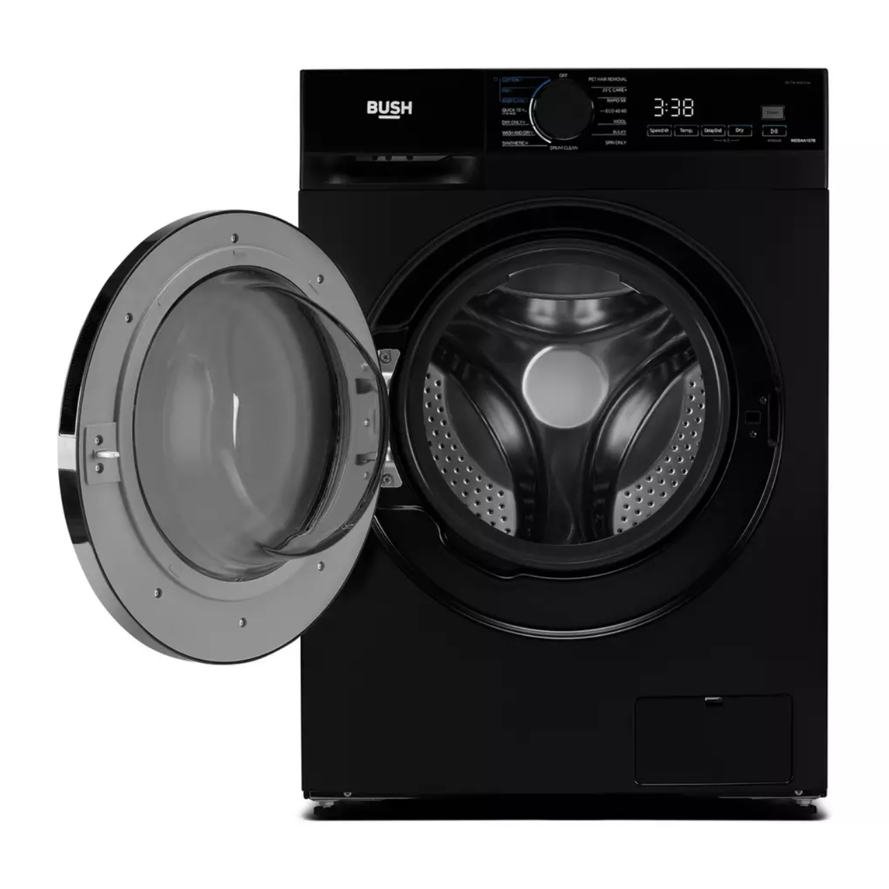 Bush WDSAA107B 10/7KG 1400 Spin Washer Dryer - Black - D Rated [Wash&Dry], A Rated [Wash Only] (EX-DISPLAY/C)