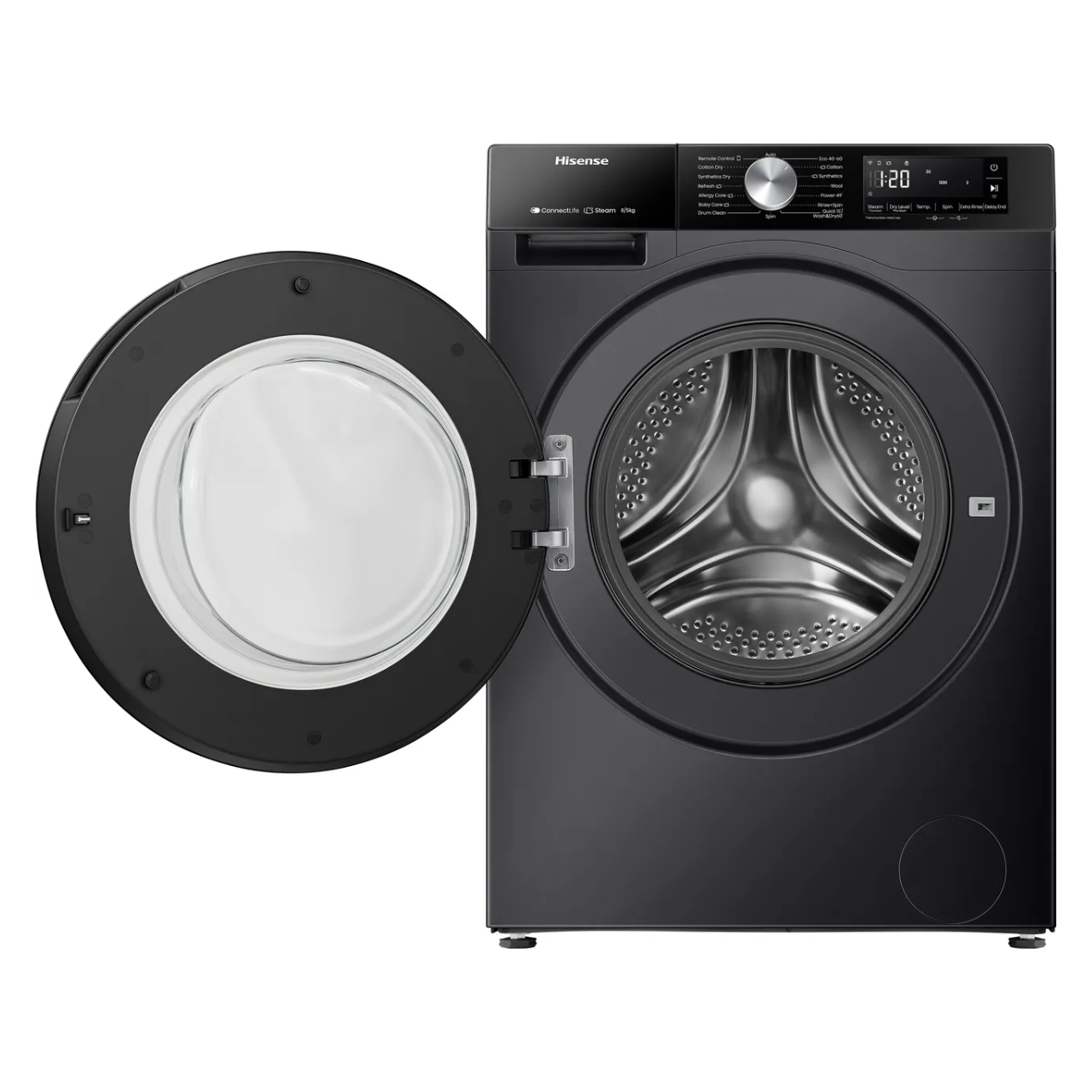Hisense 3S Series WD3S8043BB3 Wifi Connected 8Kg / 5Kg Washer Dryer with 1400 rpm - Black - D Rated [Wash&Dry], A Rated [Wash Only] (EX-DISPLAY/B)
