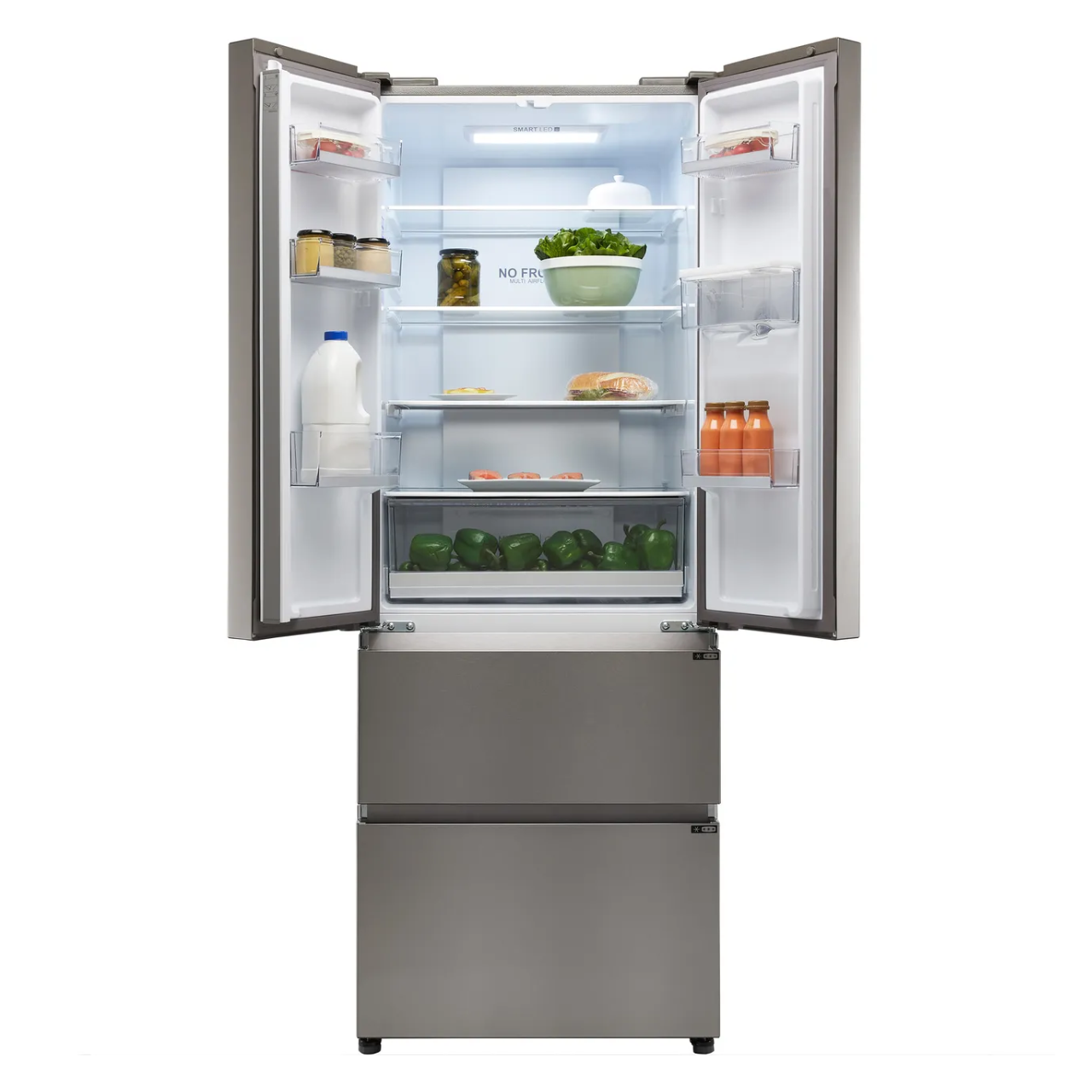 Haier HFR5719EWMP Non-Plumbed Total No Frost Multi-door American Fridge Freezer - Platinum Inox - E Rated (EX-DISPLAY/C)