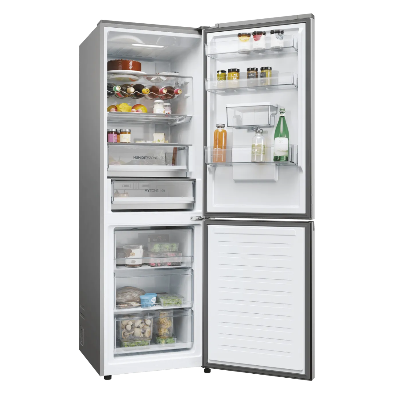 Haier HDPW5618DWPK 185cm 60/40 Total No Frost Fridge Freezer - Platinum Inox - D Rated (EX-DISPLAY/B)
