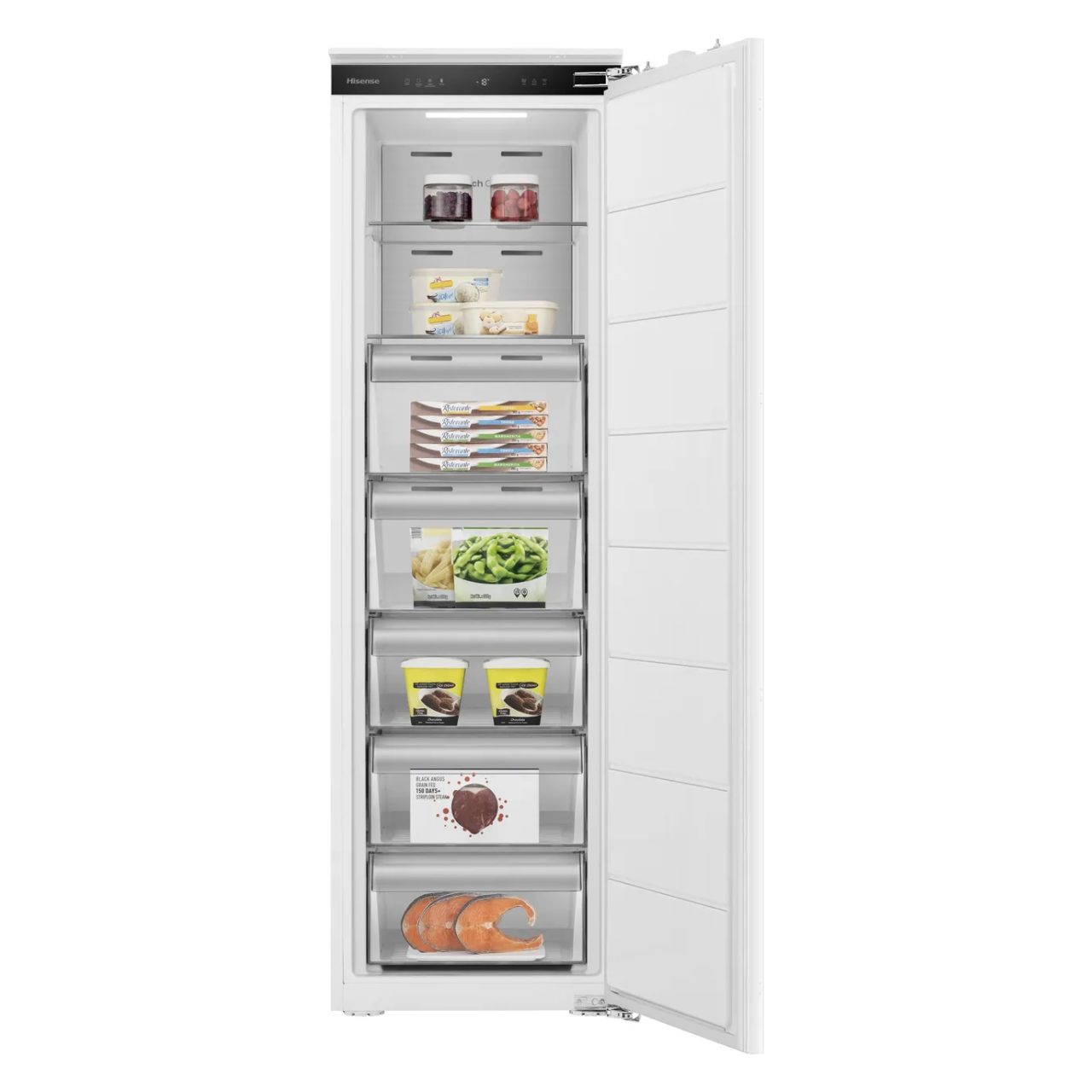 Hisense FT3B213SAWE Integrated 177cm High Frost Free Upright Freezer with Fixed Door Fixing Kit - E Rated (EX-DISPLAY/A)