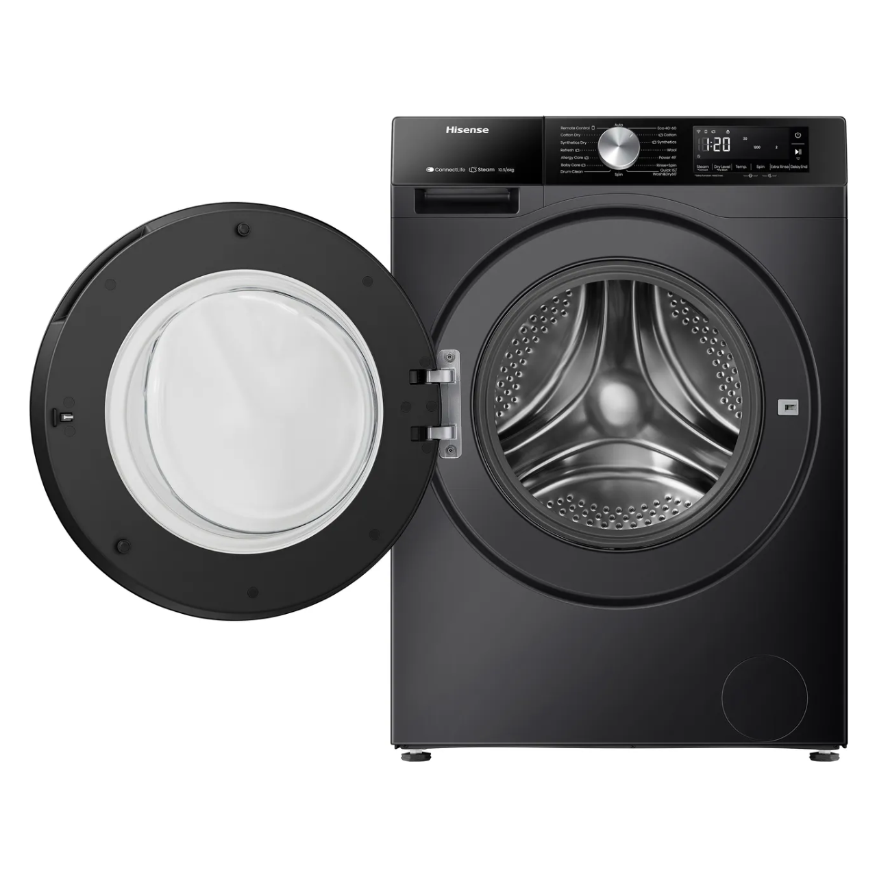 Hisense 3S Series WD3S1043BB3 Wifi Connected 10.5Kg / 6Kg Washer Dryer with 1400 rpm - Black - D Rated [Wash&Dry], A Rated [Wash Only] (EX-DISPLAY/B)